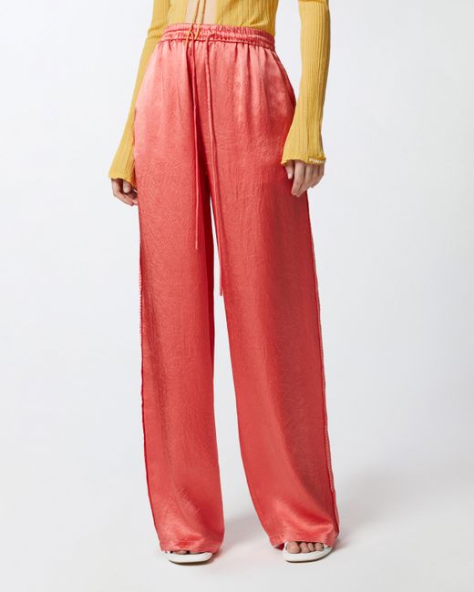 Pinko Red Pyjama-style Palazzo Trousers In Satin
