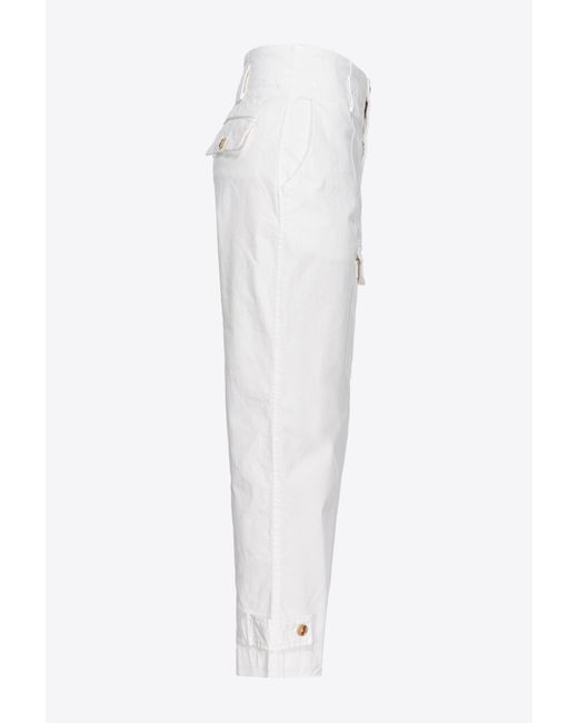 Pinko White Old-wash Cargo Trousers