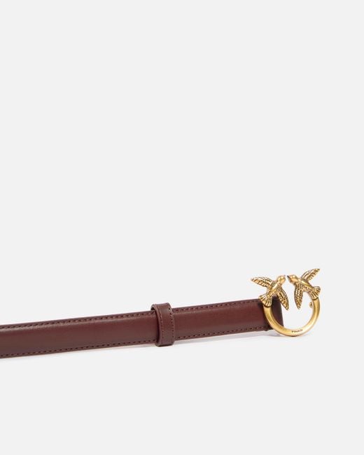 Pinko White Love Birds Thin Leather Belt 2Cm