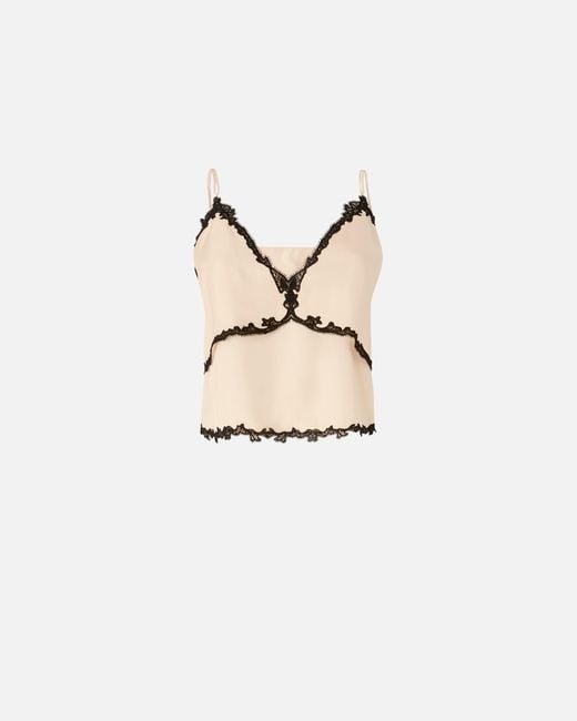Pinko Natural Top With Lace Inserts
