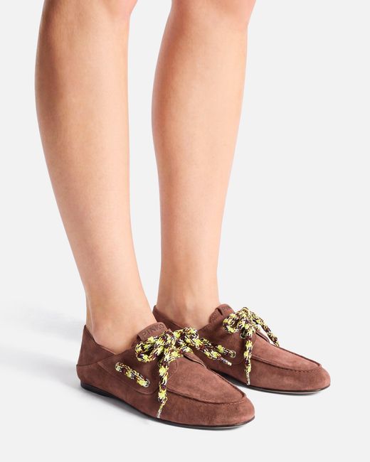 Pinko White Suede Moccasins With Multicoloured Laces