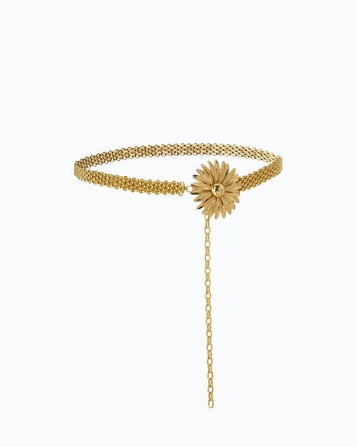 Pinko White Chain Belt With Flower, 1.5 Cm