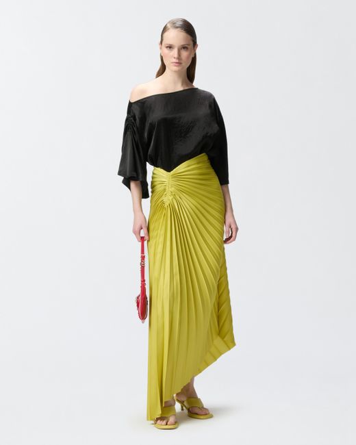 Pinko Multicolor Pleated Skirt With Asymmetric Hem
