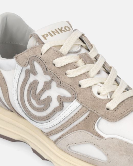 Pinko White Suede Sneakers With Logo
