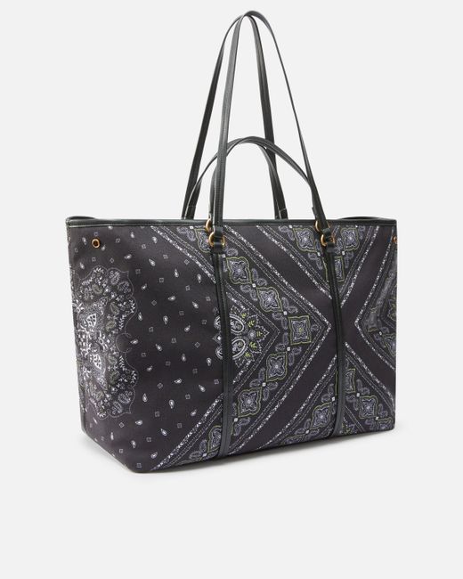 Pinko Black Maxi Shopper With Two Handles And Bandana Print