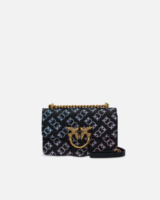 Pinko White Mini Love Bag Crossbody Bag With Multicoloured Imprimé Logo