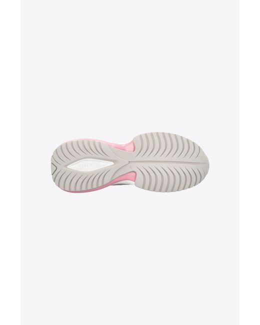 Sneakers Ariel con inserto rete Love Birds Monogram di Pinko in White