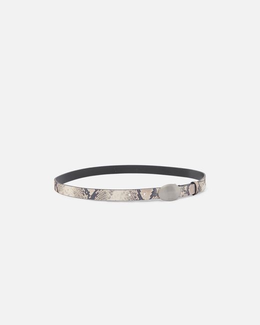 Pinko White Python-Print Belt With Oval Buckle, 2 Cm