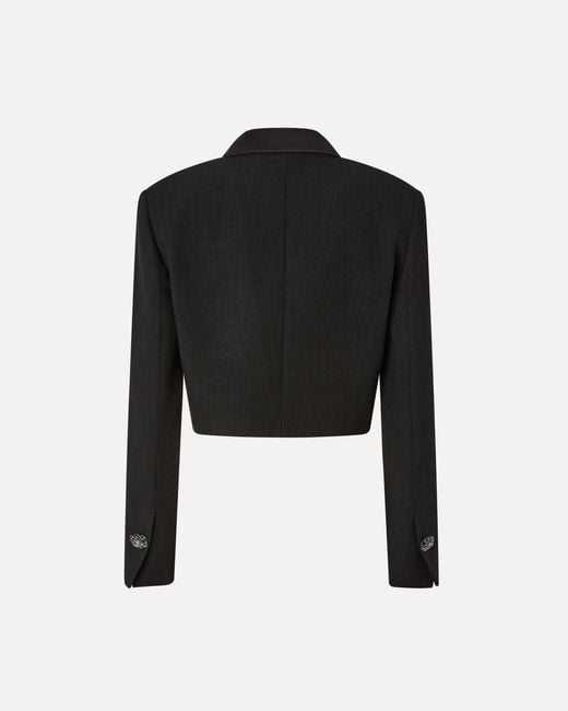 Pinko Black Cropped Jacket With Satin Details
