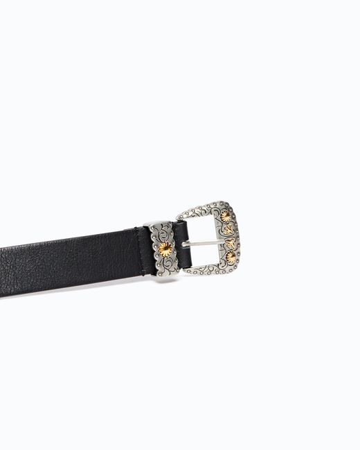 Pinko Black Texan Leather Belt With Storage Pockets, 3 Cm