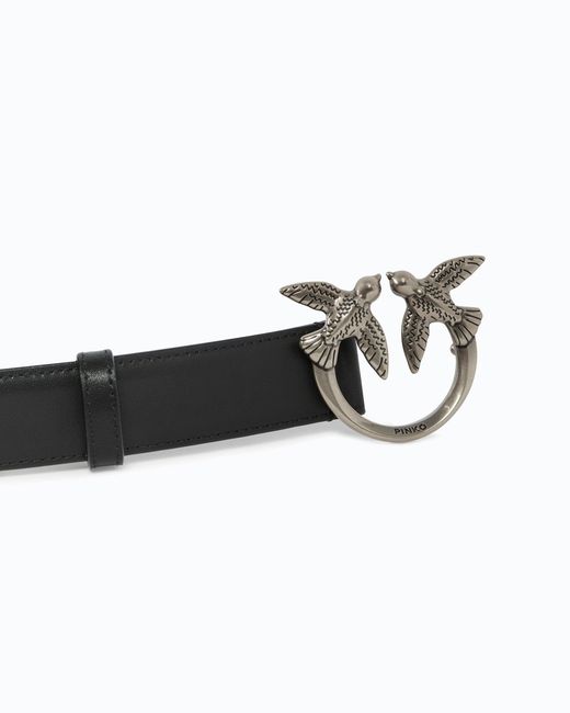 Pinko White Love Birds Leather Belt 3Cm