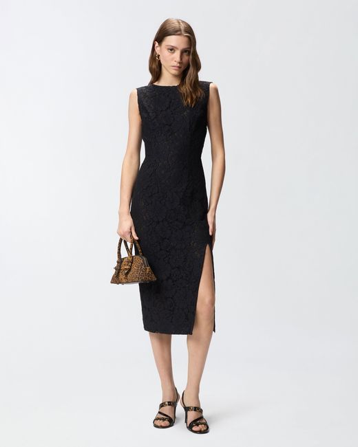 Pinko Black Floral Lace Dress With Plunging Rear Neckline