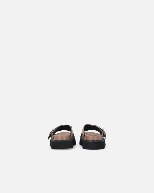 Pinko White Woven Nappa Leather Slip-On Sandals With Metallic Rings