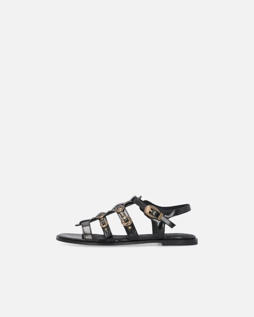 Pinko White Flat Sandals With Straps And Studs