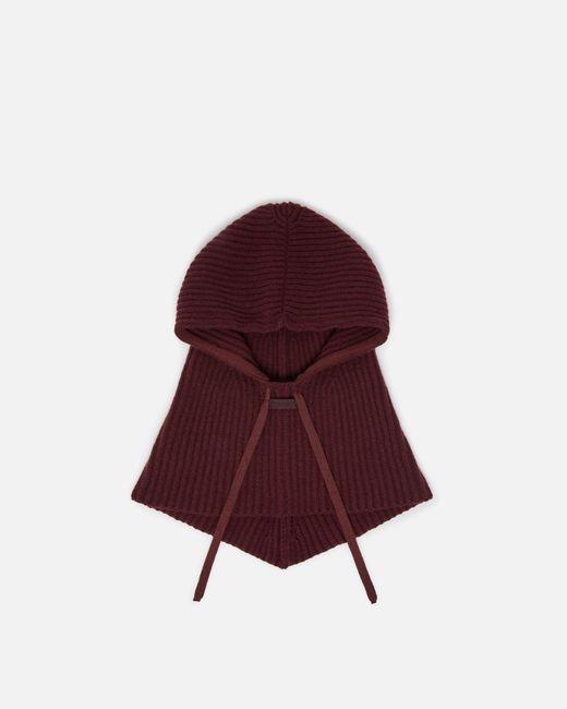 Pinko Red Ribbed Balaclava With Drawstring