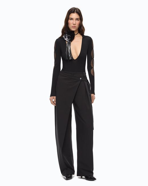 Pinko Black Wide-Leg Wrap Trousers