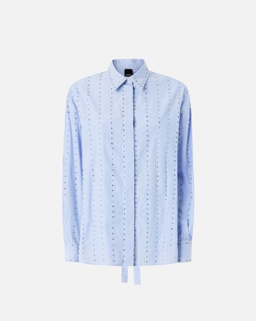Pinko Blue Striped Shirt With Jewel Embellishment