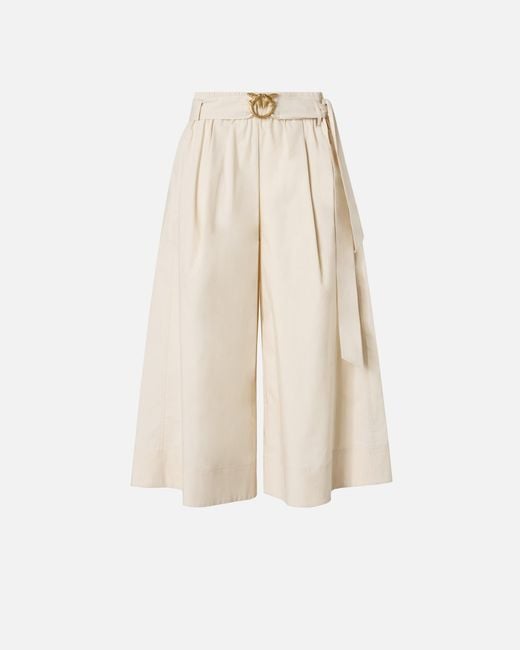 Pinko White Long Shorts With Love Birds Buckle
