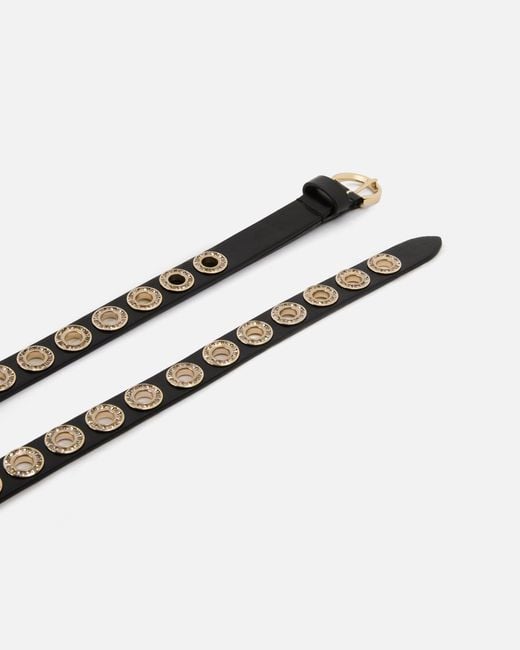 Pinko White Leather Belt With Jewel Eyelets, 2Cm