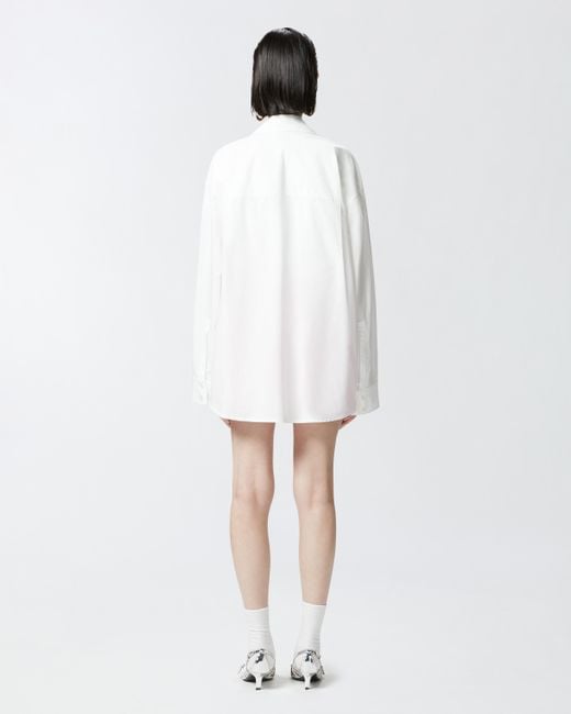Camicia Bianca Scollo A V Con Strass, Bianco Brill di Pinko in White