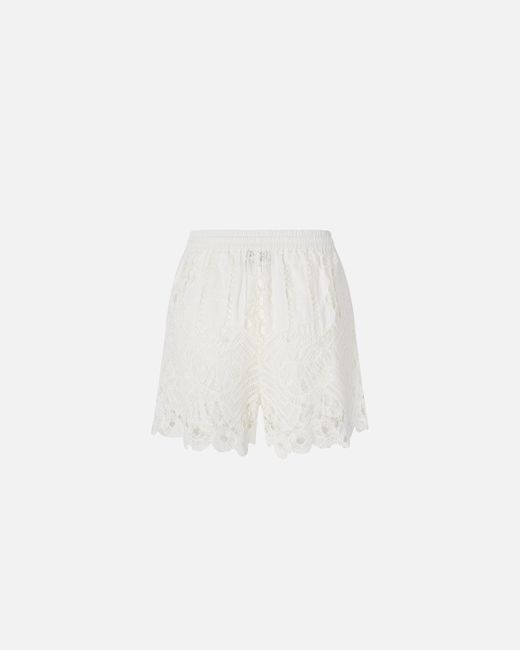 Pinko White Macramé Shorts With Openwork