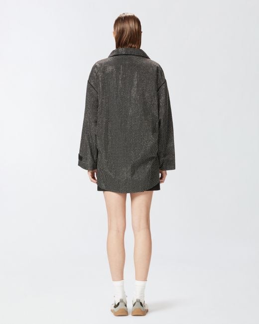 Parka Technique Avec Mini Clous Effet Strass Pinko en coloris Gray