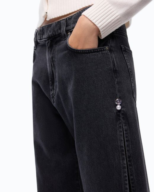 Pinko Black Wide-Leg Jeans With Side Slits