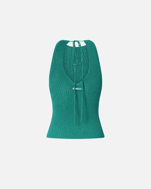 Pinko Green Off-The-Shoulder Top With Neck Fastening