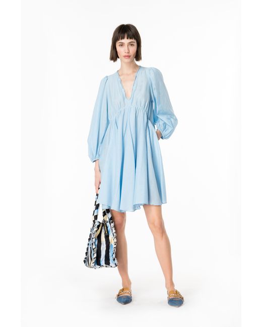 Pinko Blue Cotton And Silk Voile Dress