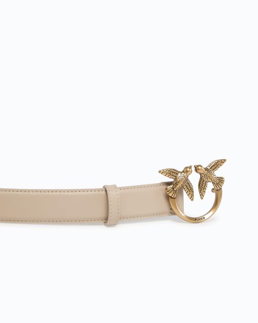 Pinko White Love Birds Leather Belt 3Cm