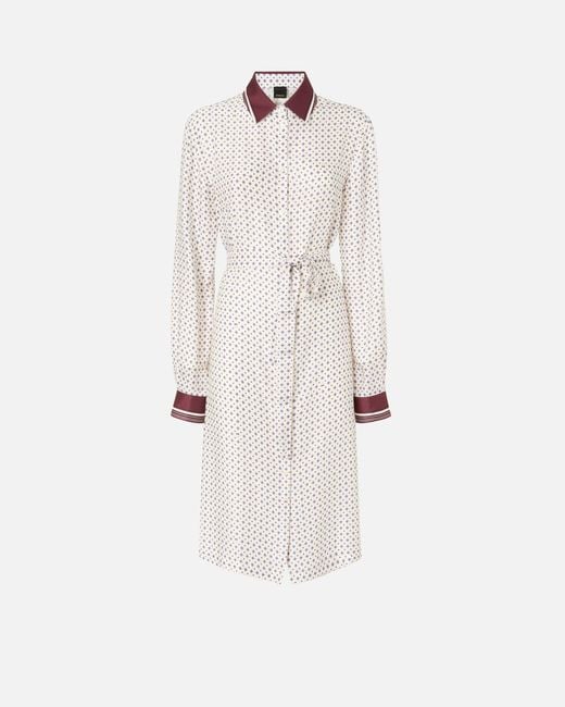 Pinko White Midi Shirt Dress With Tie Print