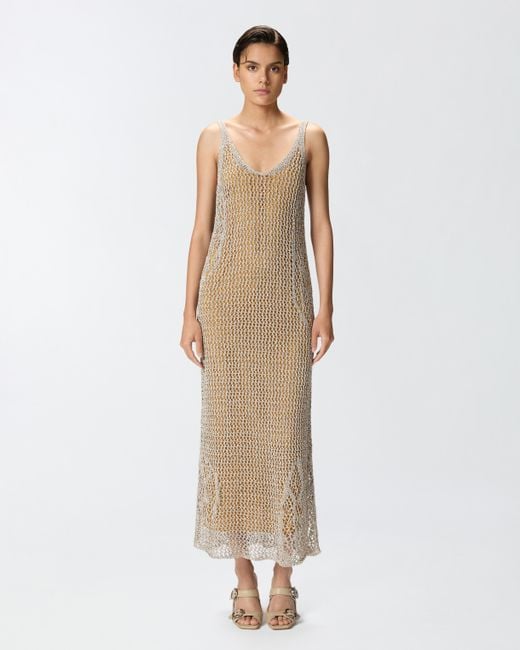 Pinko White Sequinned Mermaid Dress With Openwork