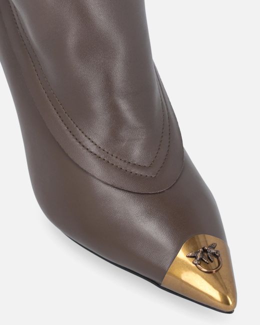 Pinko White Booties With Faux Fur And Metal Toe