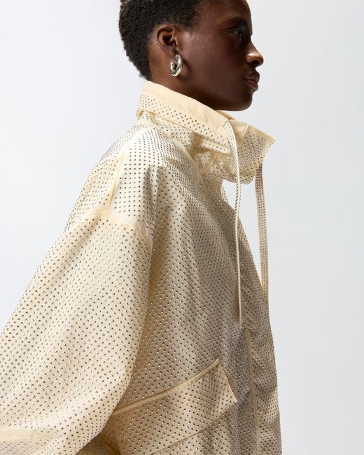 Pinko Natural Blouson Jacket With All-Over Micro Studs