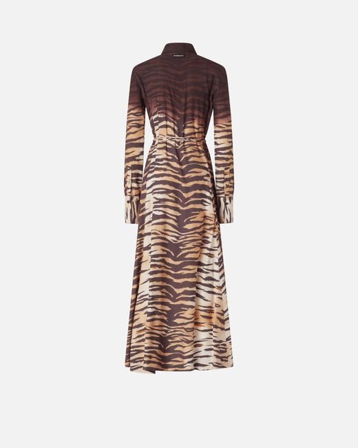 Pinko Natural Long Shirt Dress With Animal Print