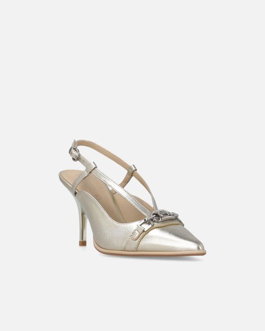 Pinko White Laminated Nappa Slingbacks