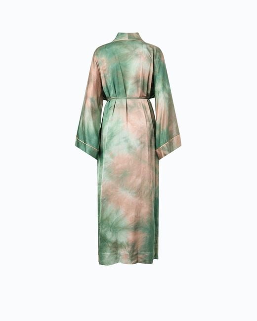 Pinko Green Long Gradient Satin Kimono