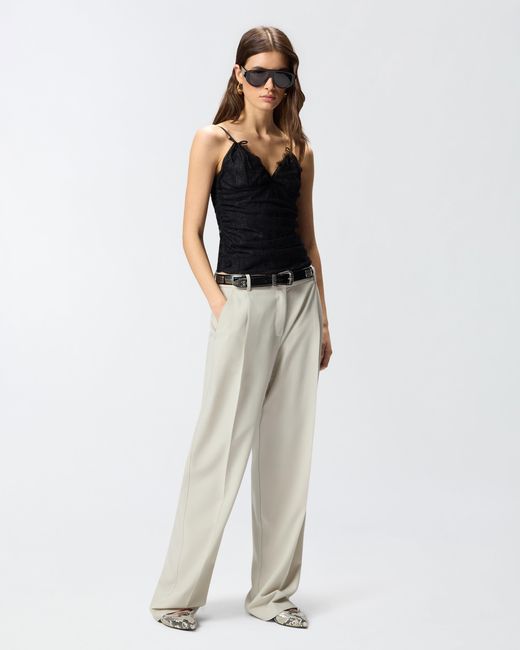 Pinko Black Floral Lace Top With Shoulder Straps
