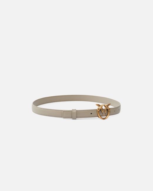 Pinko White Love Birds Thin Leather Belt 2Cm