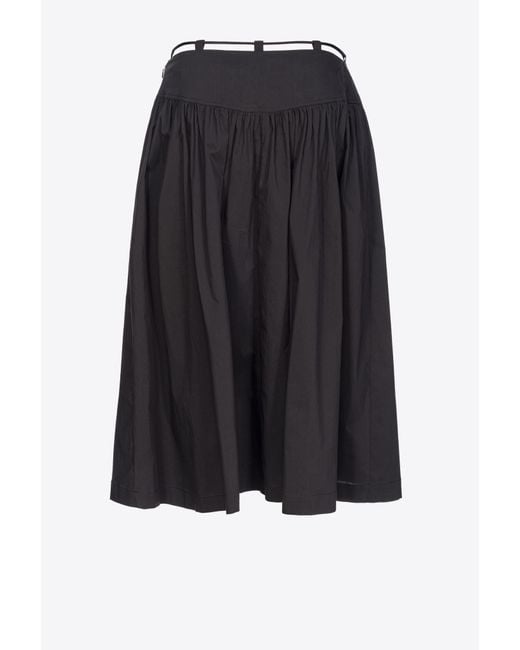 Pinko Black Technical Poplin Midi Skirt
