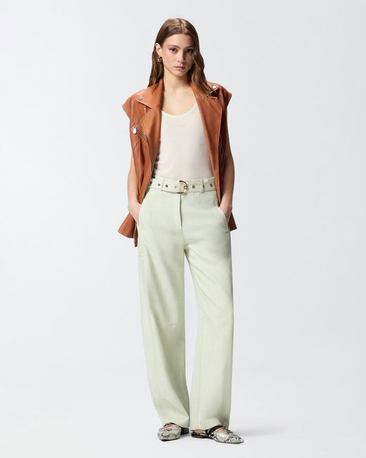 Pinko White Sleeveless Top With Chain
