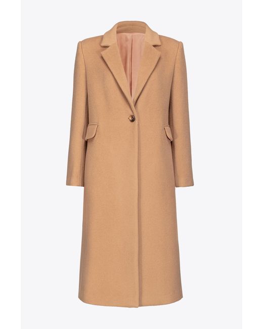 Pinko Natural Single-breasted Pure Wool Coat