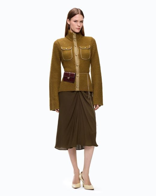 Pinko Green Ribbed Cardigan With Pockets