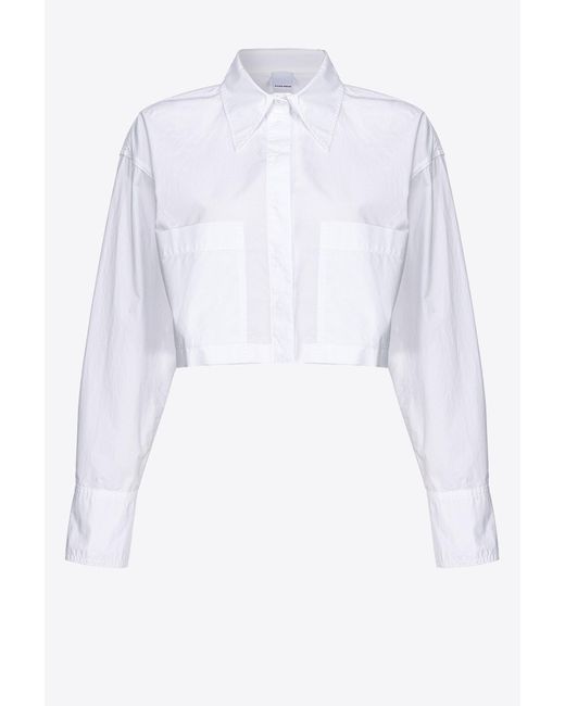 Pinko White Short Poplin Shirt