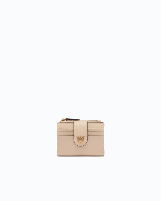 Pinko White Small Smooth Leather Wallet With Logo