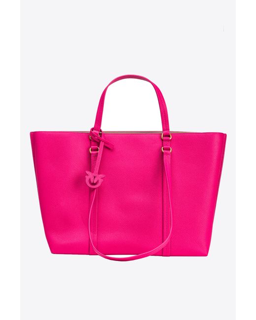 Pinko Pink Large Tumbled Leather Shopper Bag