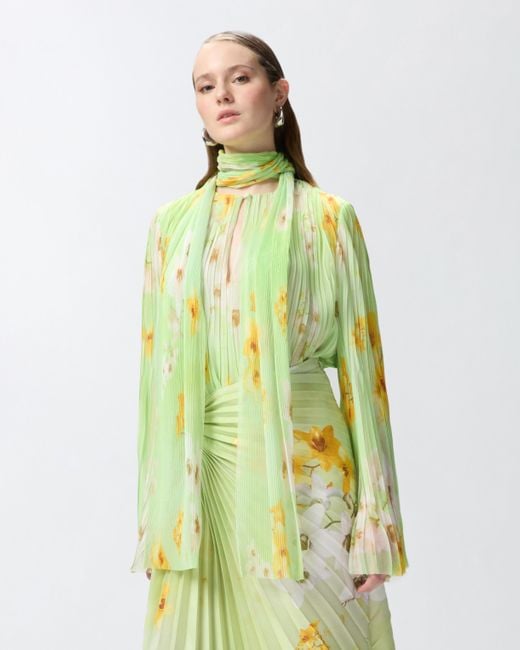 Blouse Légère En Crépon Plissé À Fleurs Pinko en coloris Green