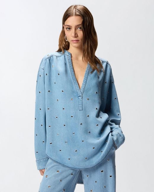 Pinko Blue Denim Blouse With Eyelets