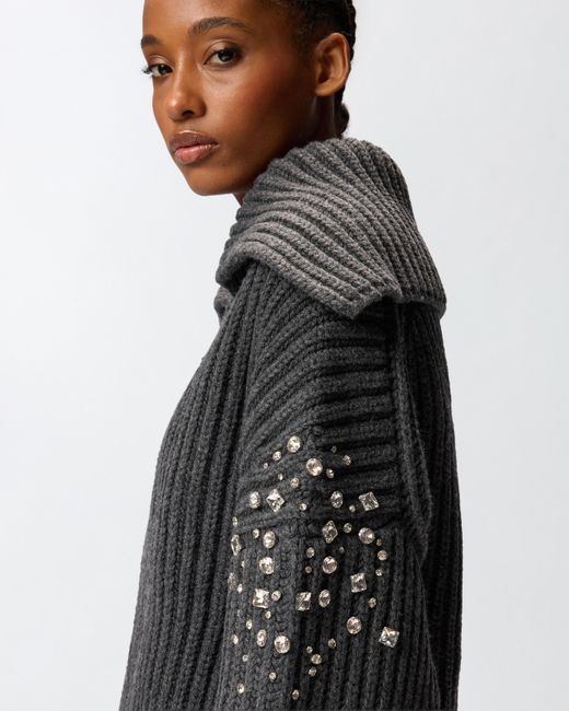 Pinko Black Cardicoat With Rhinestones