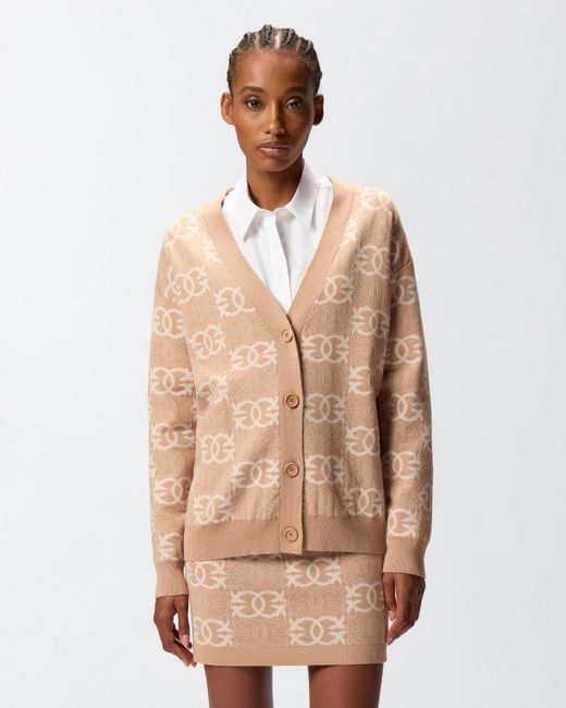 Pinko Natural Cardigan With Love Birds Logo